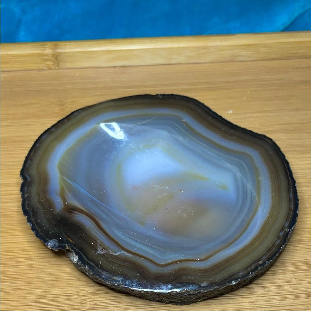Natural Striped Agate, Mineral, Dish With Natural Rough Edge